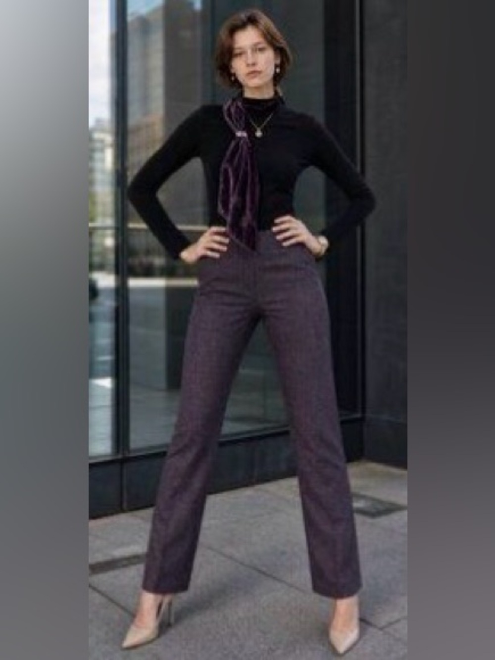 Express Women's Columnist Barely Boot Mid Rise Dress Pants Deep Plum/Burgundy 8S